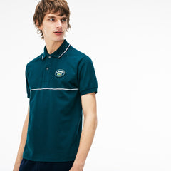 Men's Regular Fit Striped Accents Petit Piqué Polo / Lacoste