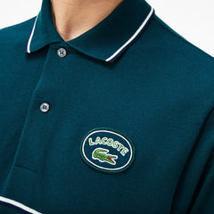 Men's Regular Fit Striped Accents Petit Piqué Polo / Lacoste