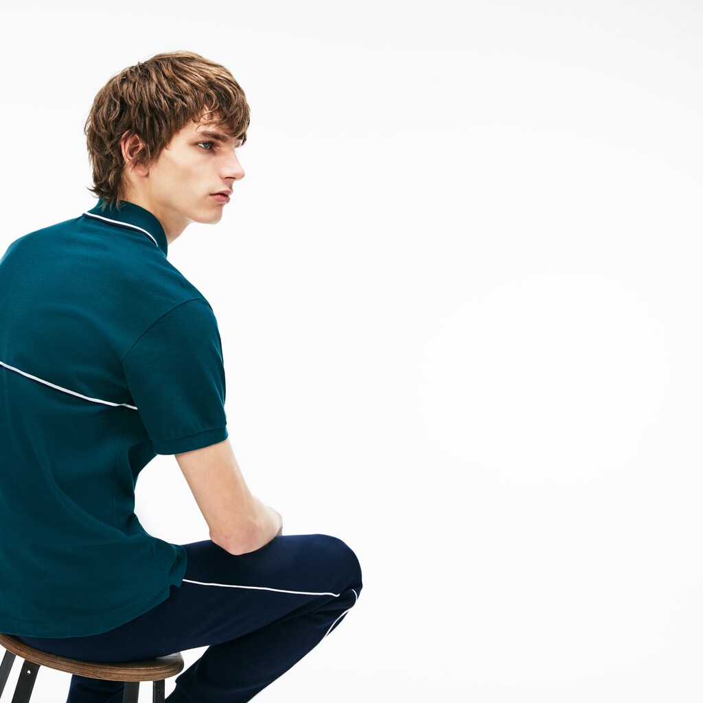 Men's Regular Fit Striped Accents Petit Piqué Polo / Lacoste