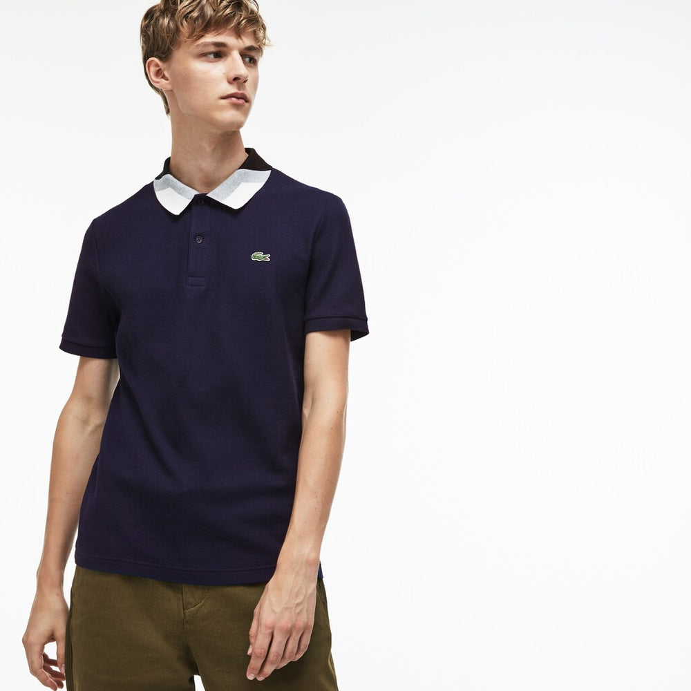 Men's Lacoste Slim Fit Colourblock Striped Knop Piqué Polo Shirt / Lacoste