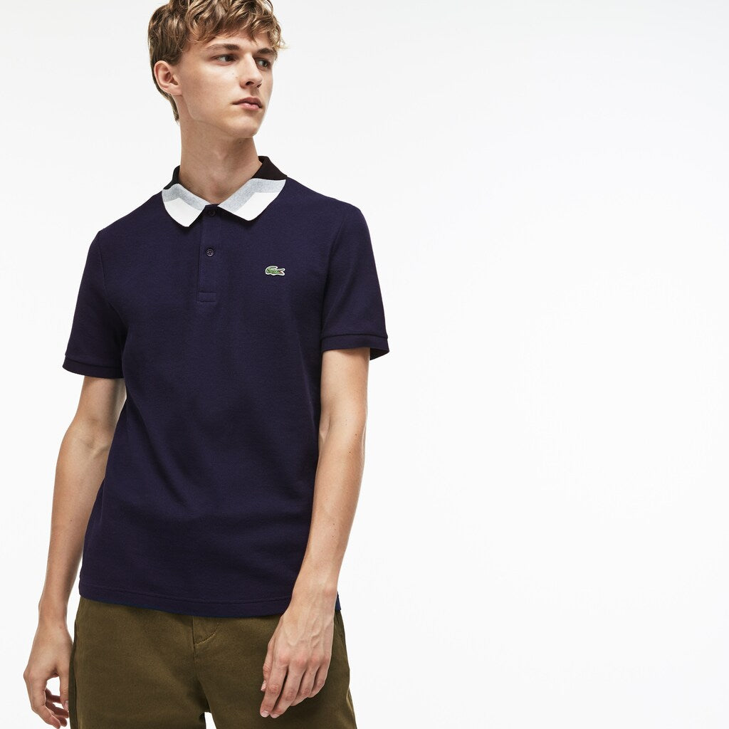 Men's Lacoste Slim Fit Colourblock Striped Knop Piqué Polo Shirt / Lacoste