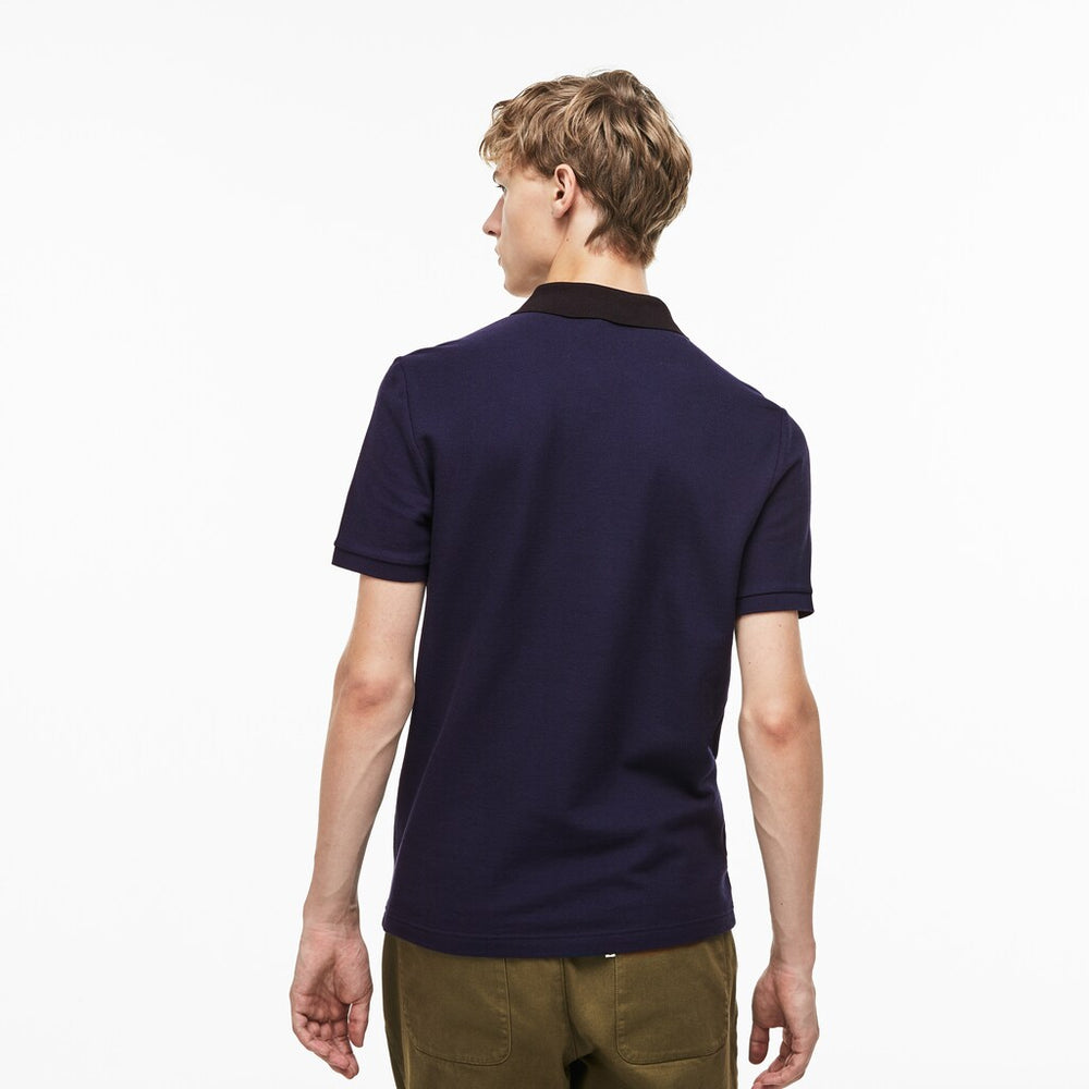 Men's Lacoste Slim Fit Colourblock Striped Knop Piqué Polo Shirt / Lacoste