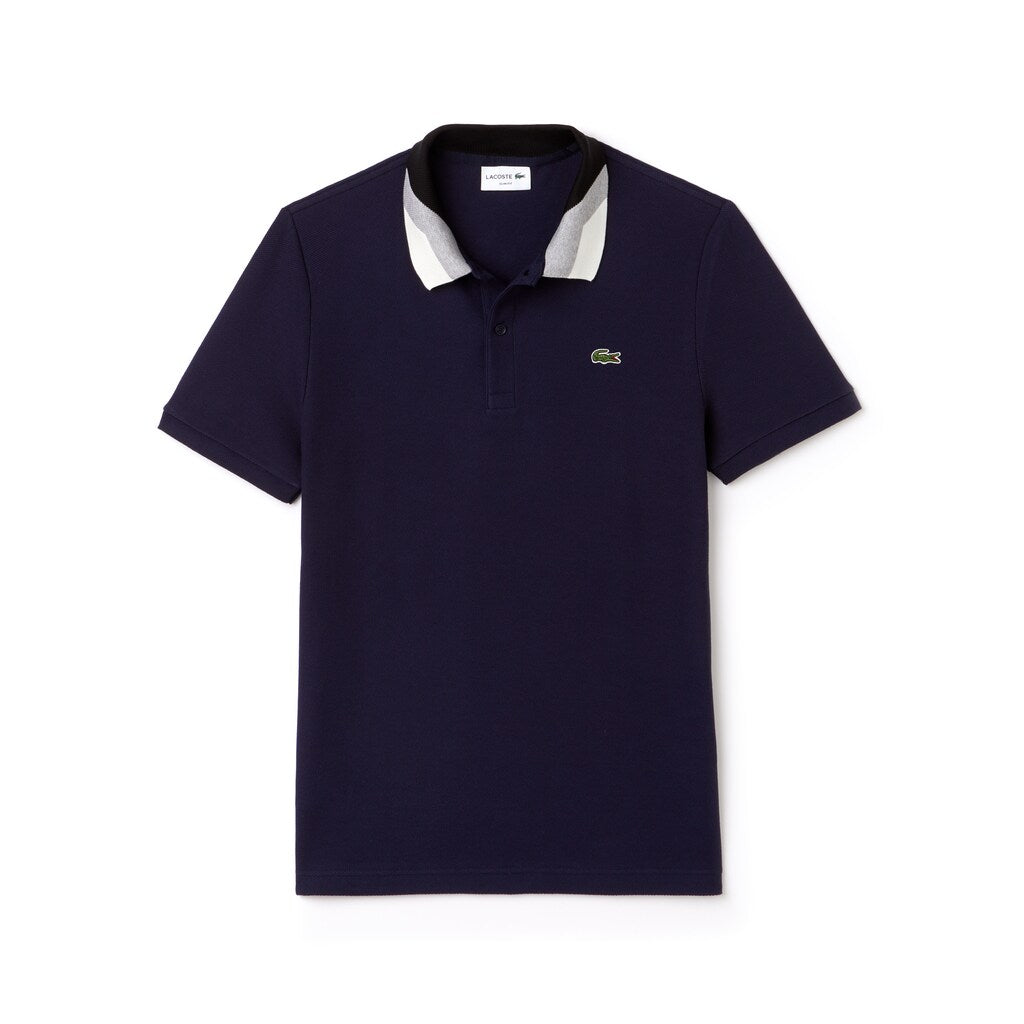 Men's Lacoste Slim Fit Colourblock Striped Knop Piqué Polo Shirt / Lacoste