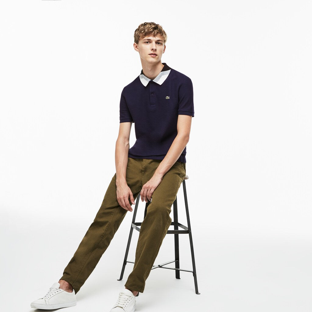 Men's Lacoste Slim Fit Colourblock Striped Knop Piqué Polo Shirt / Lacoste