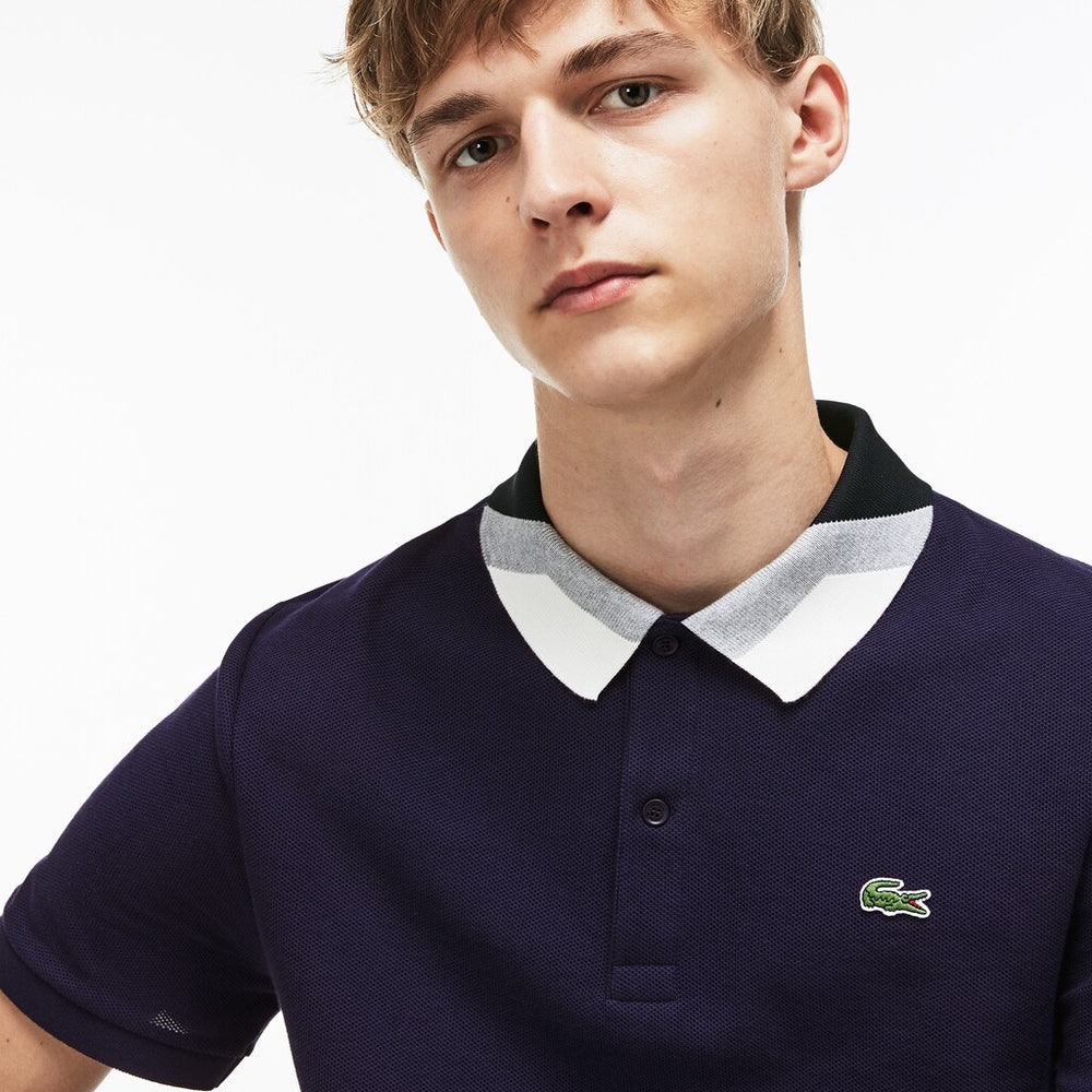 Men's Lacoste Slim Fit Colourblock Striped Knop Piqué Polo Shirt / Lacoste