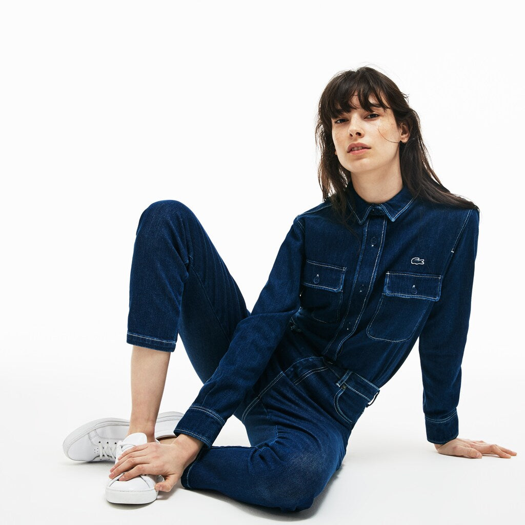 Women's Regular Fit Stretch Cotton Denim Carrot Pants / Lacoste