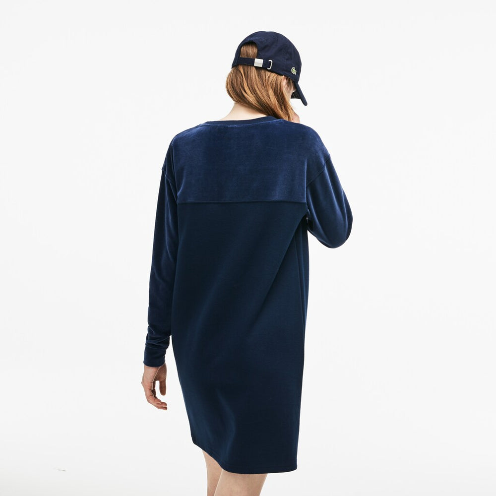 Women's Bimaterial Velour and Terrycloth Jersey Sweatshirt Dress / Lacoste