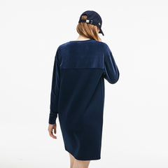 Women's Bimaterial Velour and Terrycloth Jersey Sweatshirt Dress / Lacoste