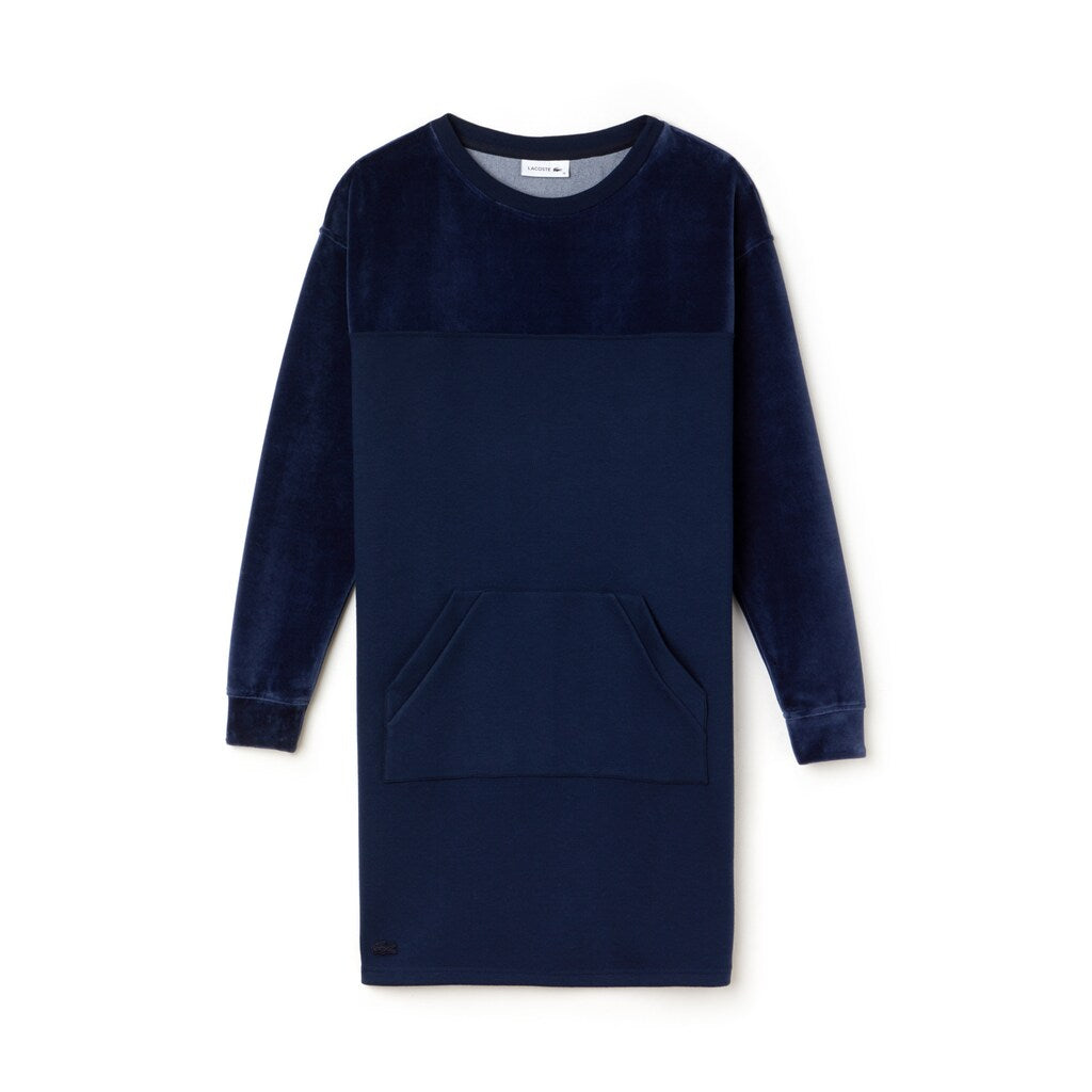 Women's Bimaterial Velour and Terrycloth Jersey Sweatshirt Dress / Lacoste