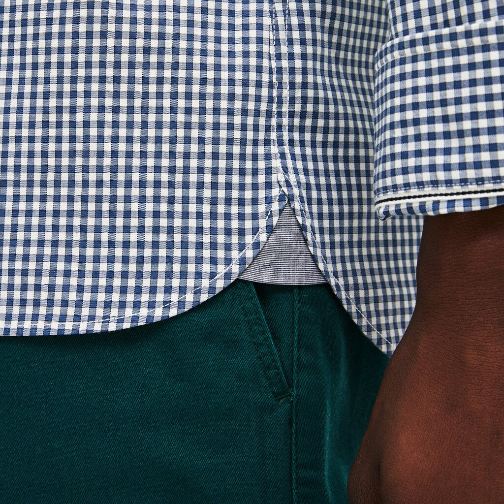 Men's Slim Fit Gingham Stretch Cotton Poplin Shirt / Lacoste