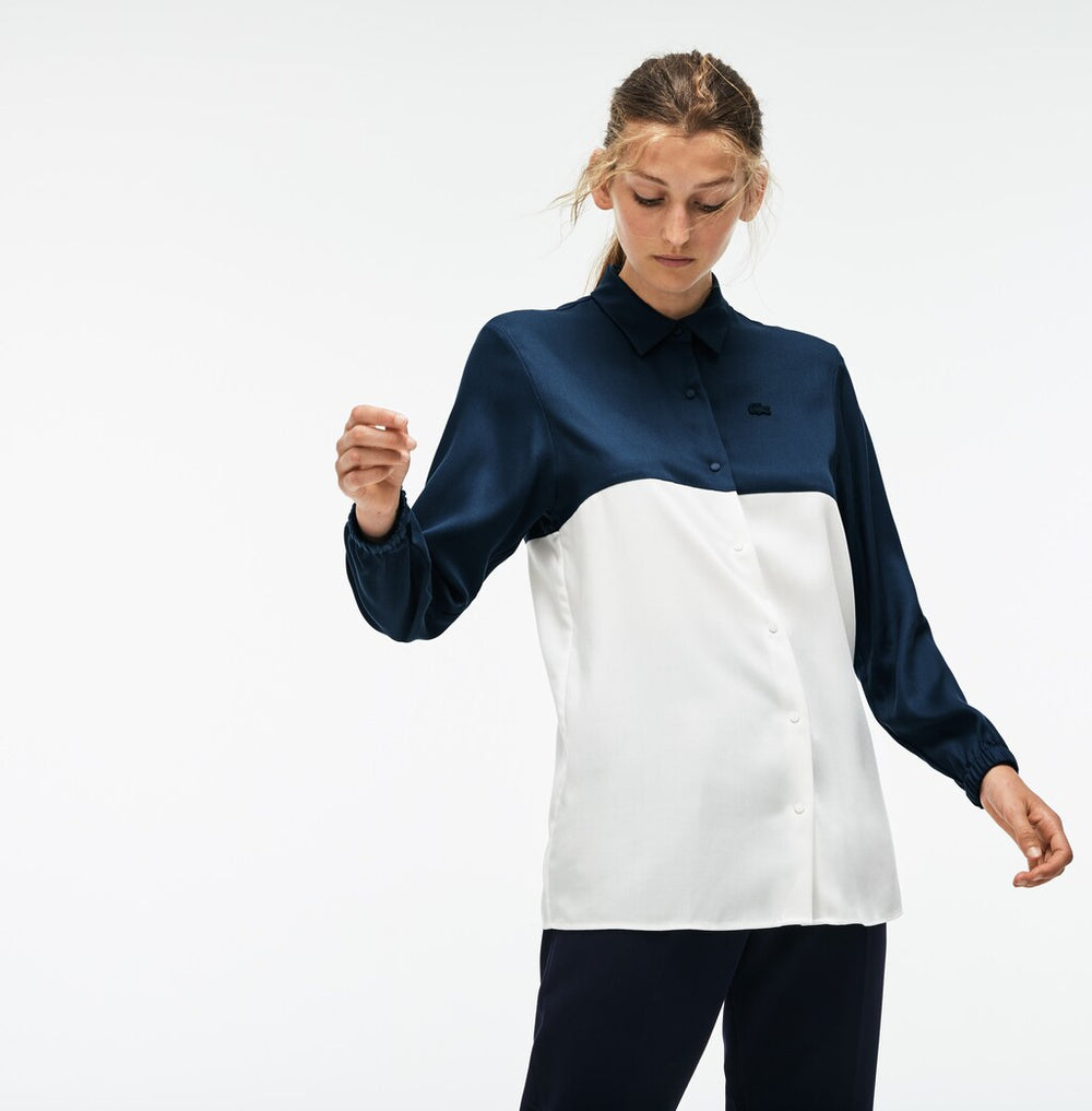 Women's Regular Fit Bicolor Flowing Piqué Shirt / Lacoste