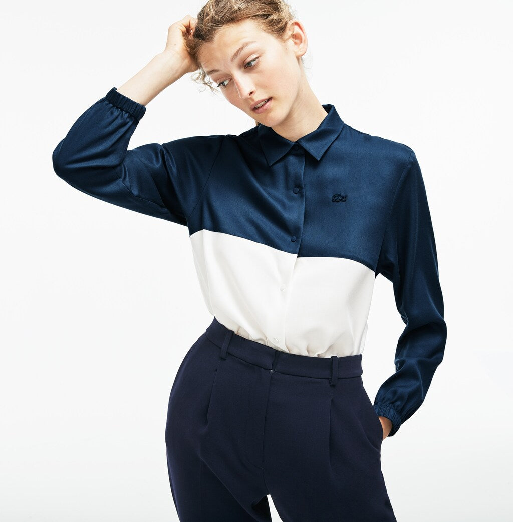 Women's Regular Fit Bicolor Flowing Piqué Shirt / Lacoste