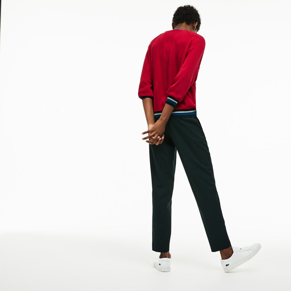 Women's Contrast Accents Silk Crepe Top / Lacoste