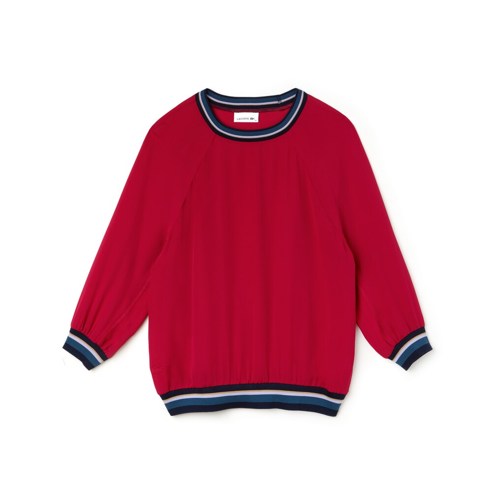 Women's Contrast Accents Silk Crepe Top / Lacoste