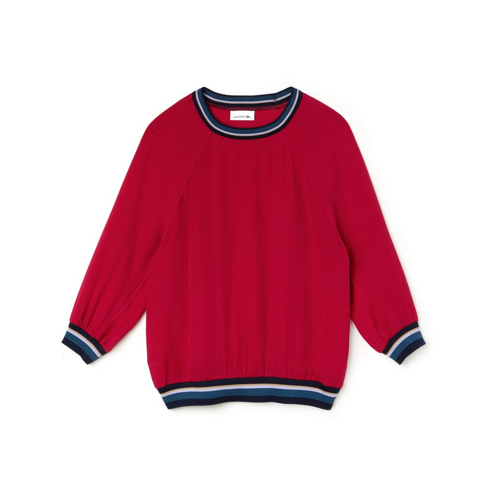 Women's Contrast Accents Silk Crepe Top / Lacoste