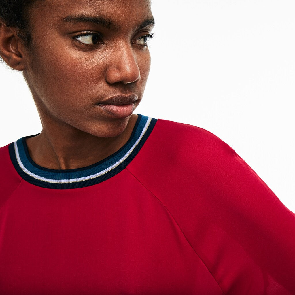 Women's Contrast Accents Silk Crepe Top / Lacoste