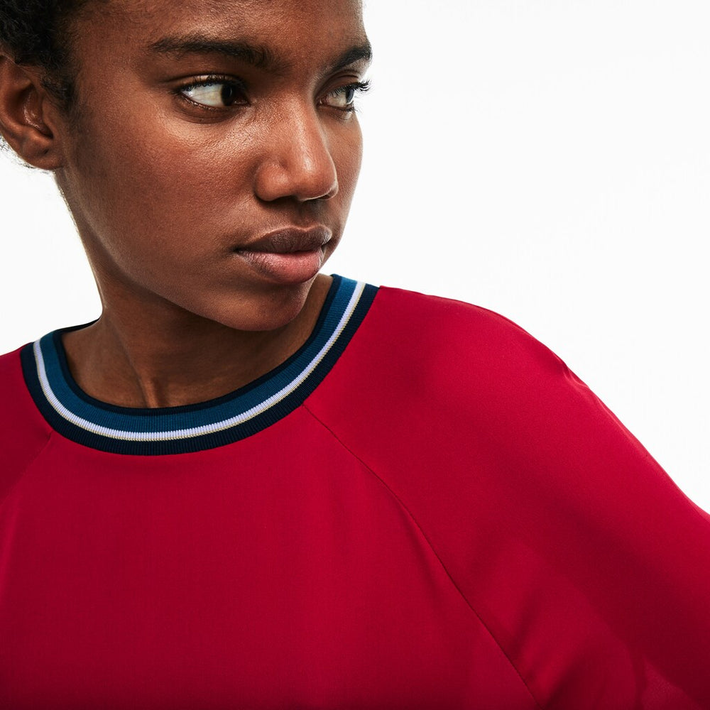 Women's Contrast Accents Silk Crepe Top / Lacoste