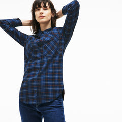Women's Slim Fit Stretch Check Cotton Canvas Shirt / Lacoste
