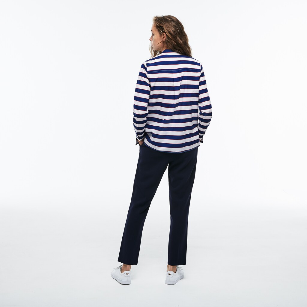 Women's Regular Fit Striped Cotton & Silk Voile Shirt / Lacoste