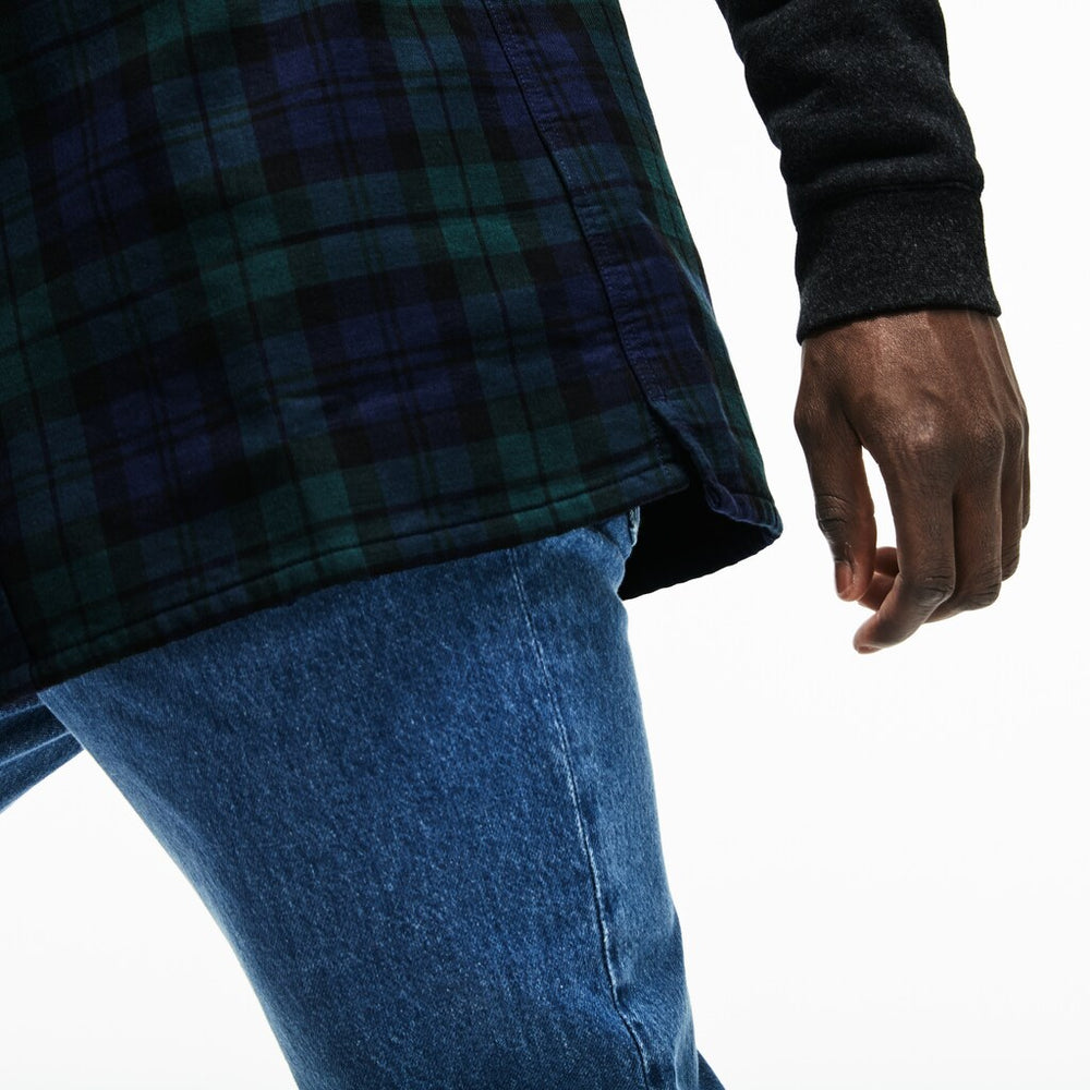 Men's Regular Fit Hooded Check Cotton Flannel Shirt / Lacoste