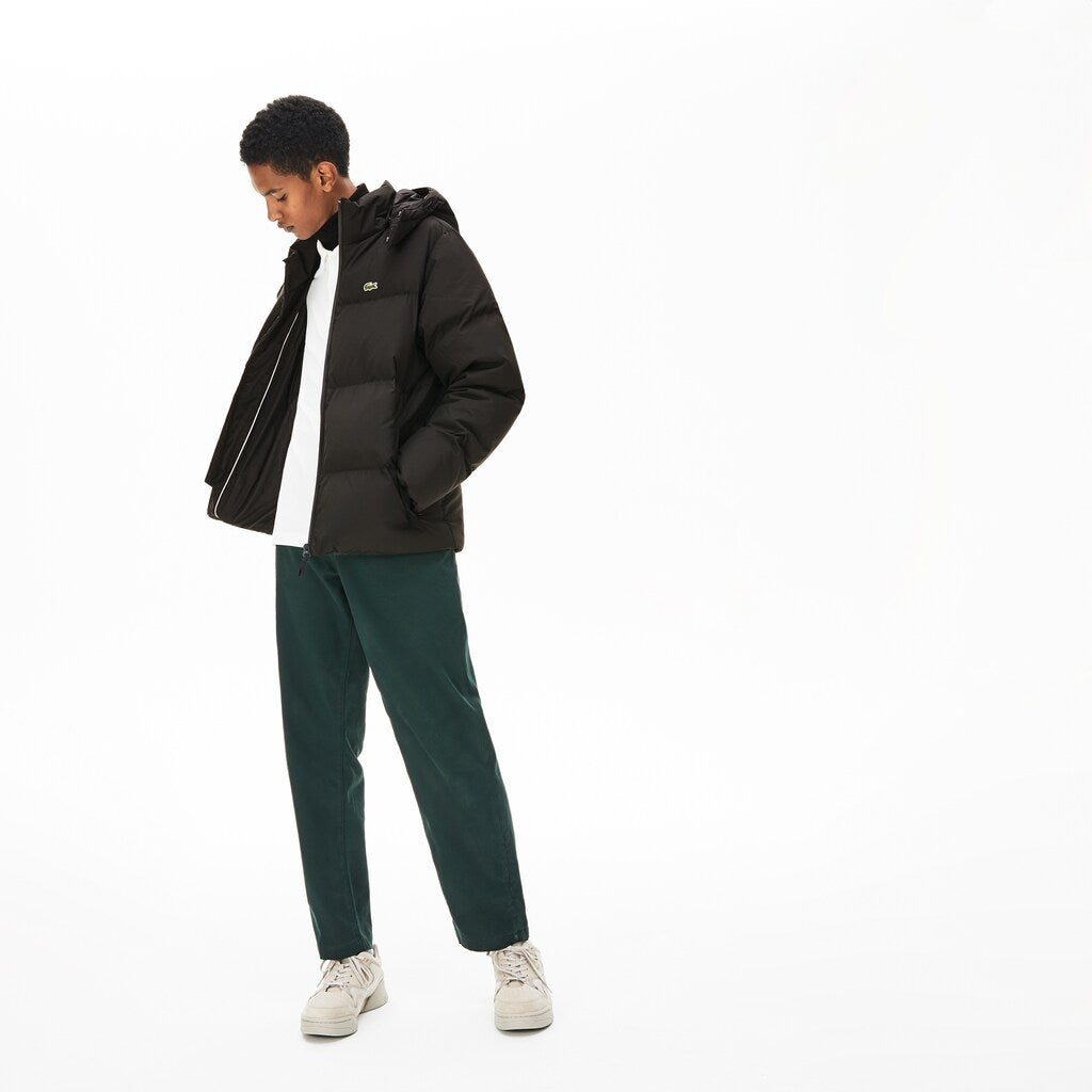 Men's Detachable Hood Quilted Water-Resistant Taffeta Jacket / Lacoste