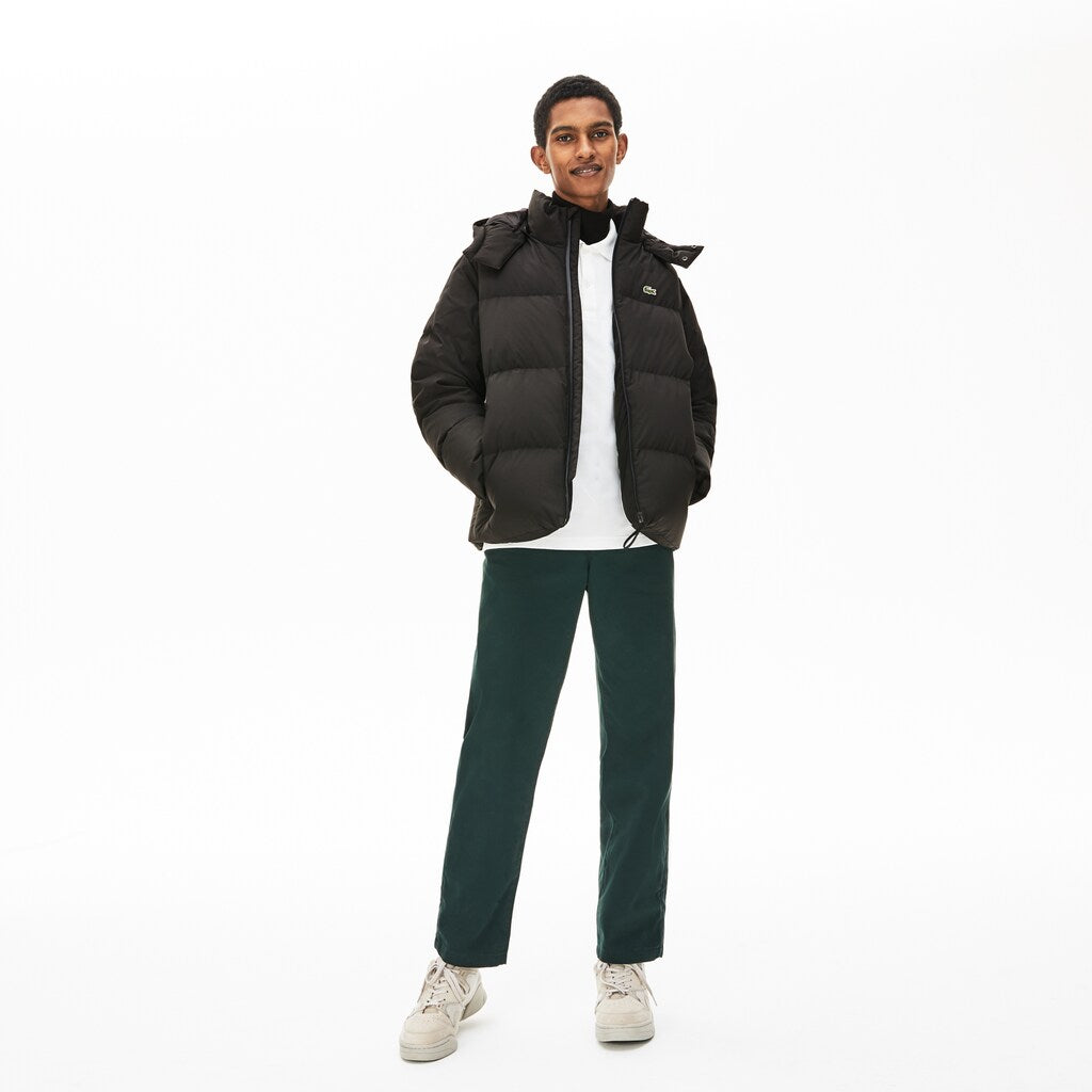 Men's Detachable Hood Quilted Water-Resistant Taffeta Jacket / Lacoste