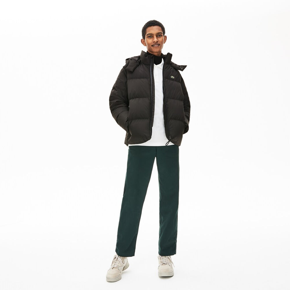 Men's Detachable Hood Quilted Water-Resistant Taffeta Jacket / Lacoste