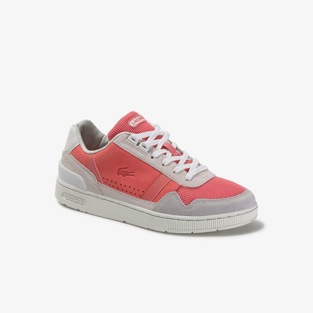 Women's T-Clip Leather and Suede Sneakers / Lacoste