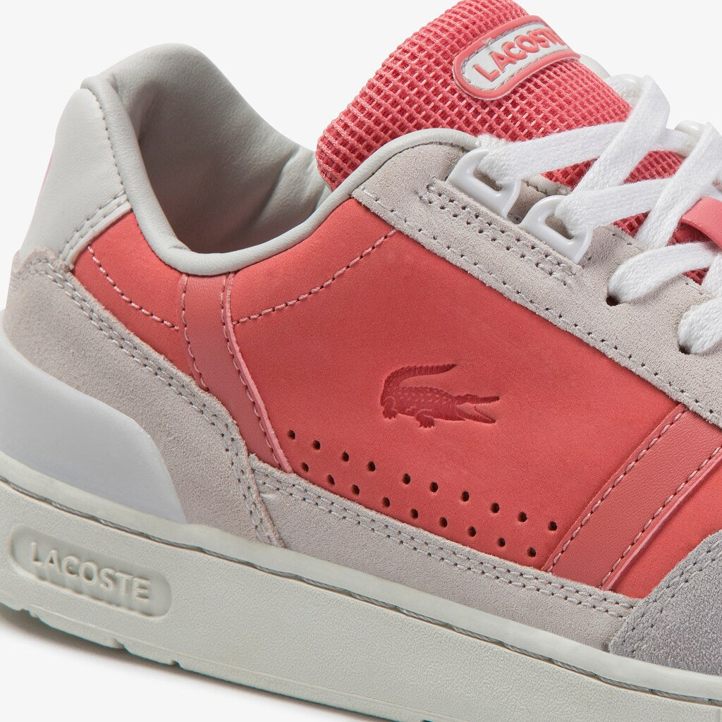 Women's T-Clip Leather and Suede Sneakers / Lacoste