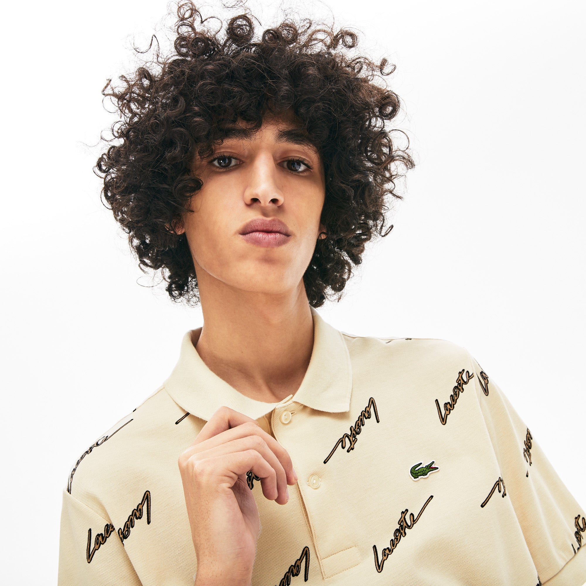 Men's LIVE Standard Fit Print Cotton Piqué Polo Shirt / Lacoste