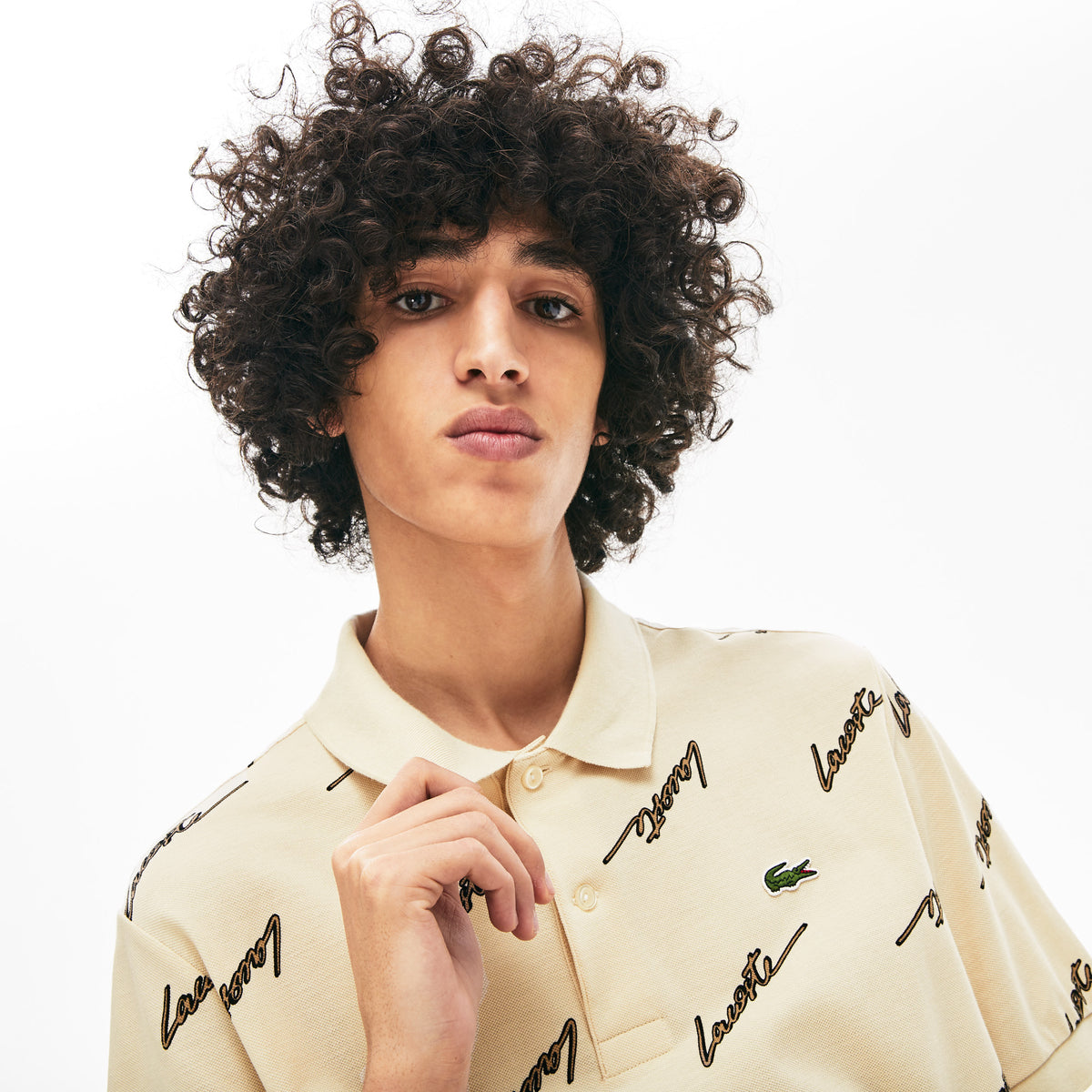 Men's LIVE Standard Fit Print Cotton Piqué Polo Shirt / Lacoste