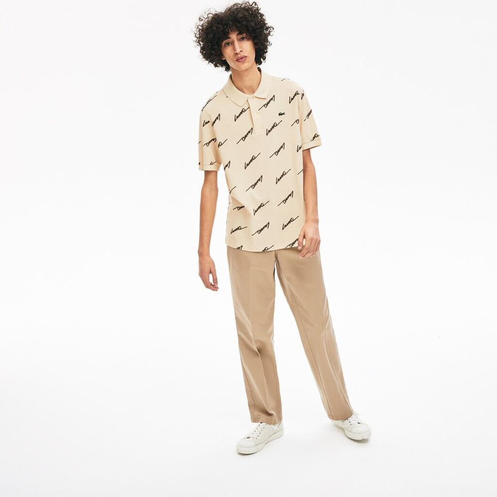 Men's LIVE Standard Fit Print Cotton Piqué Polo Shirt / Lacoste