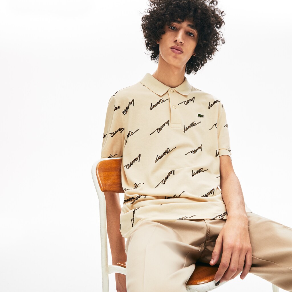 Men's LIVE Standard Fit Print Cotton Piqué Polo Shirt / Lacoste
