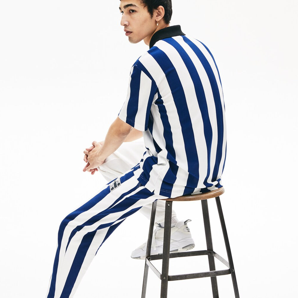 Men's LIVE Loose Fit Striped Cotton Piqué Polo Shirt / Lacoste