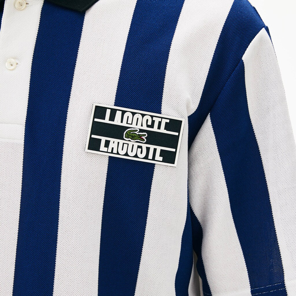 Men's LIVE Loose Fit Striped Cotton Piqué Polo Shirt / Lacoste
