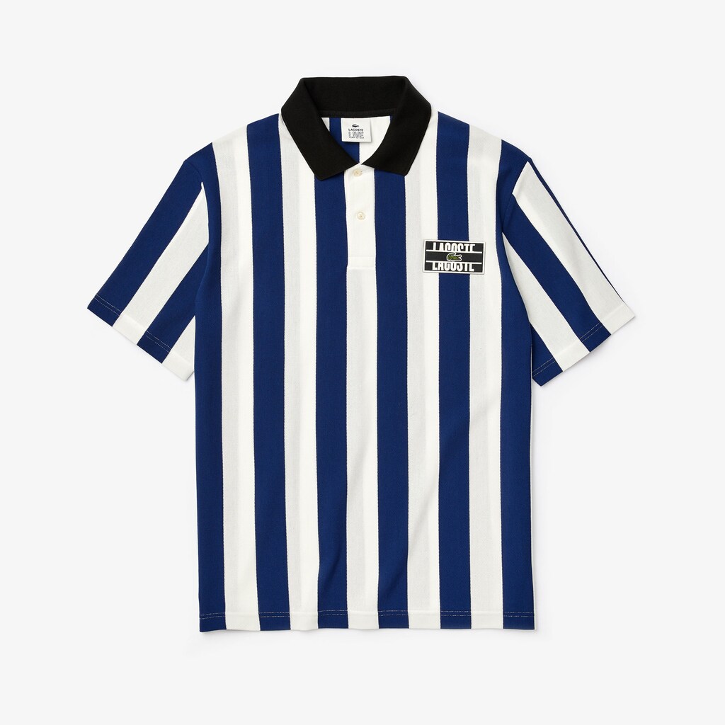 Men's LIVE Loose Fit Striped Cotton Piqué Polo Shirt / Lacoste