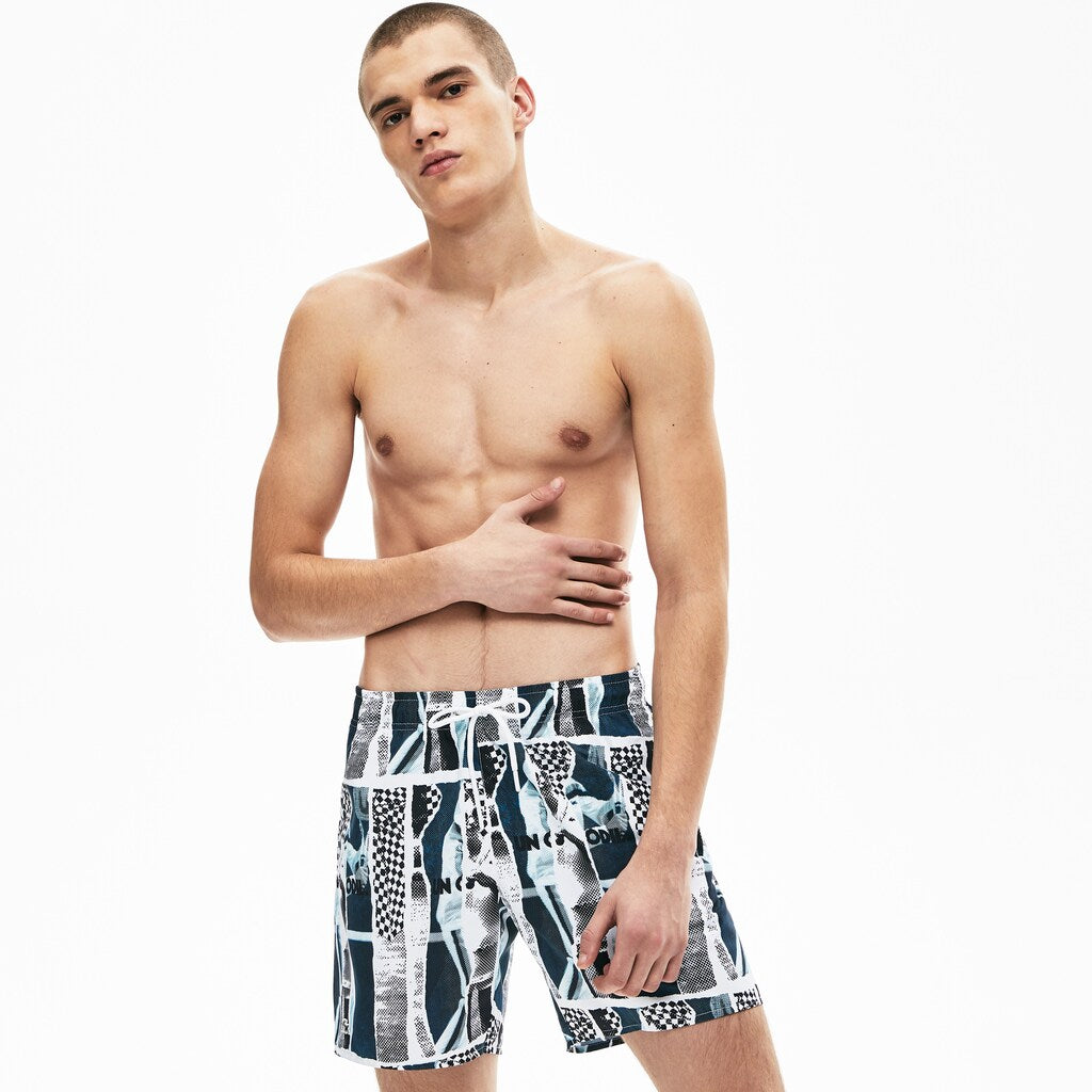 Men's LIVE Graphic Print Lightweight Swimming Trunks / Lacoste