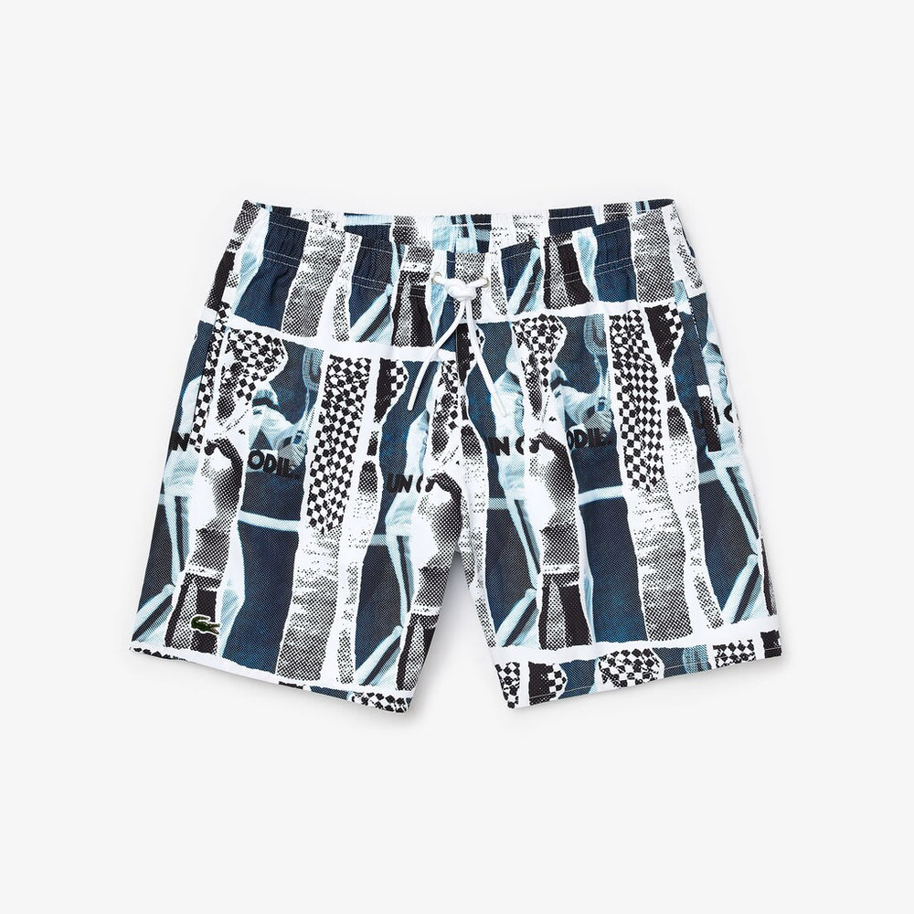 Men's LIVE Graphic Print Lightweight Swimming Trunks / Lacoste