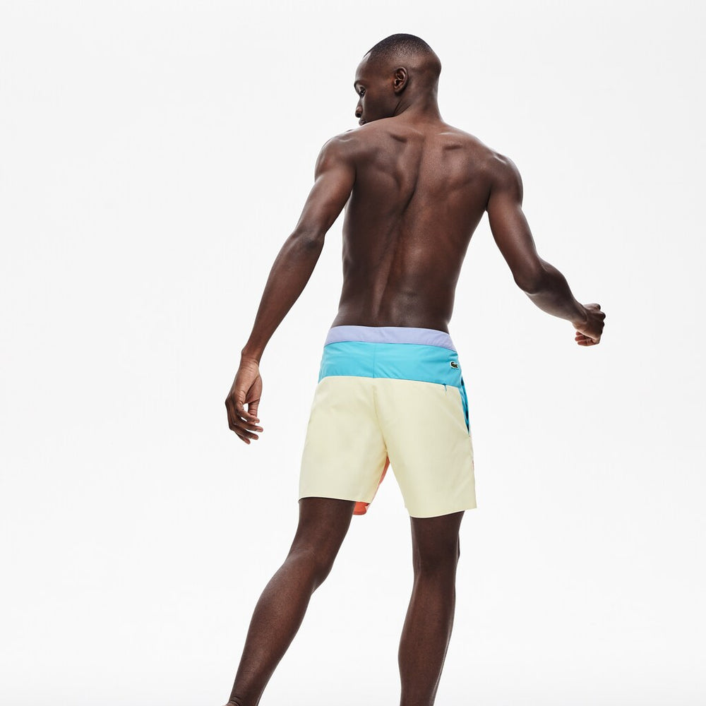 Men's Striped Colorblock Quick-Dry Swim Shorts / Lacoste