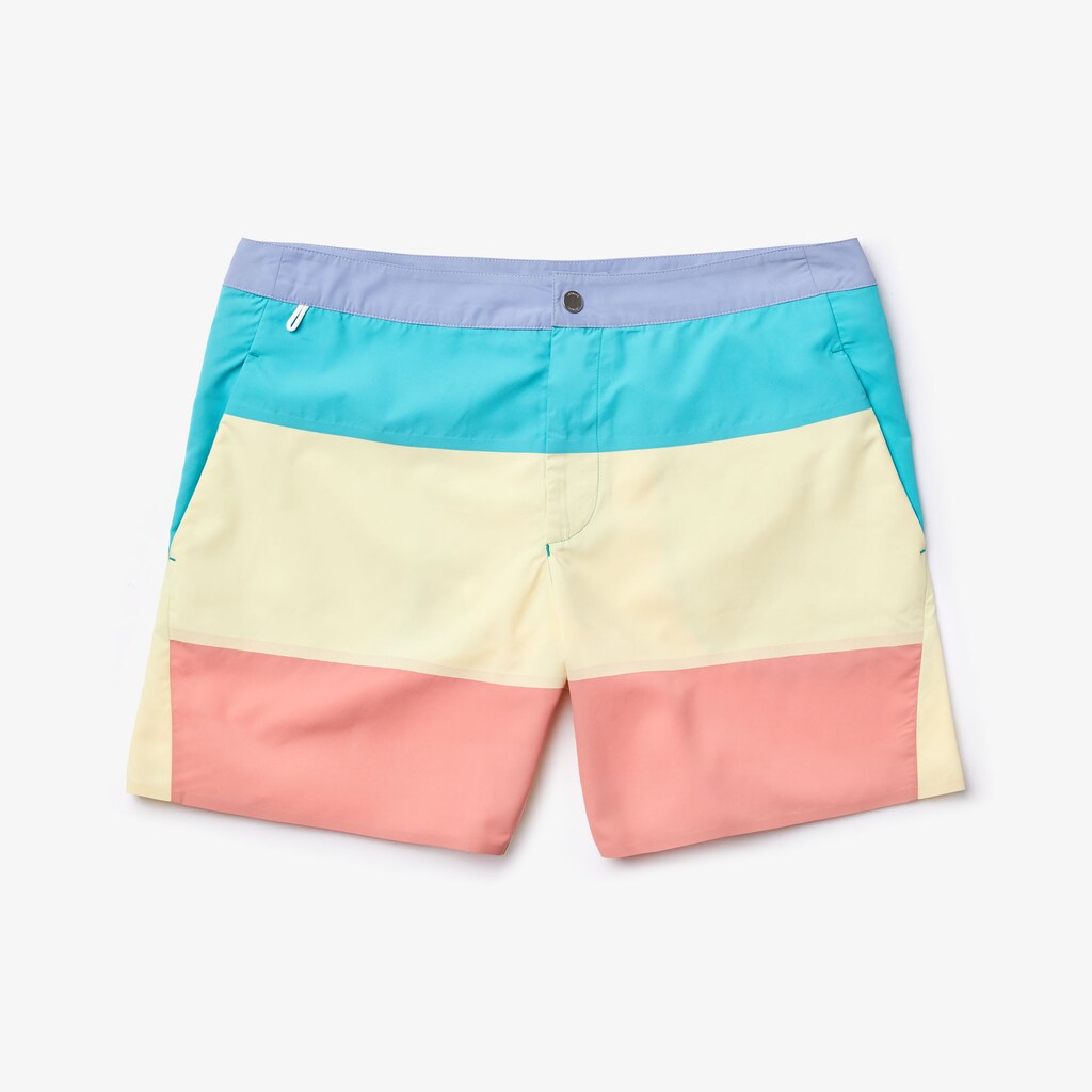 Men's Striped Colorblock Quick-Dry Swim Shorts / Lacoste