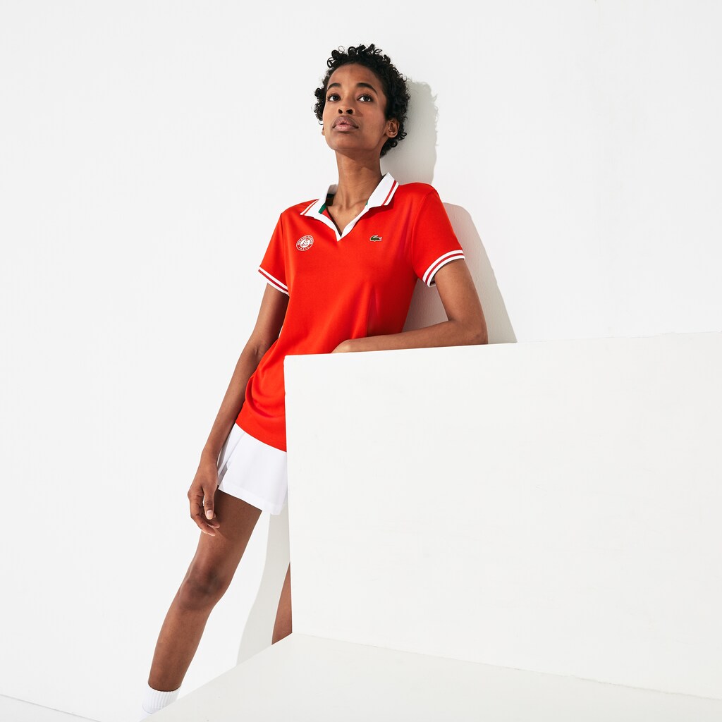 Women's SPORT Roland Garros Breathable V-Neck Polo Shirt / Lacoste