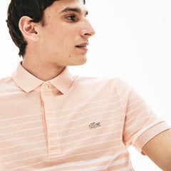 Men's Striped Linen And Cotton Regular Fit Polo Shirt / Lacoste