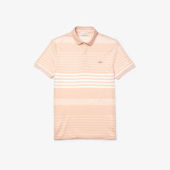 Men's Striped Linen And Cotton Regular Fit Polo Shirt / Lacoste
