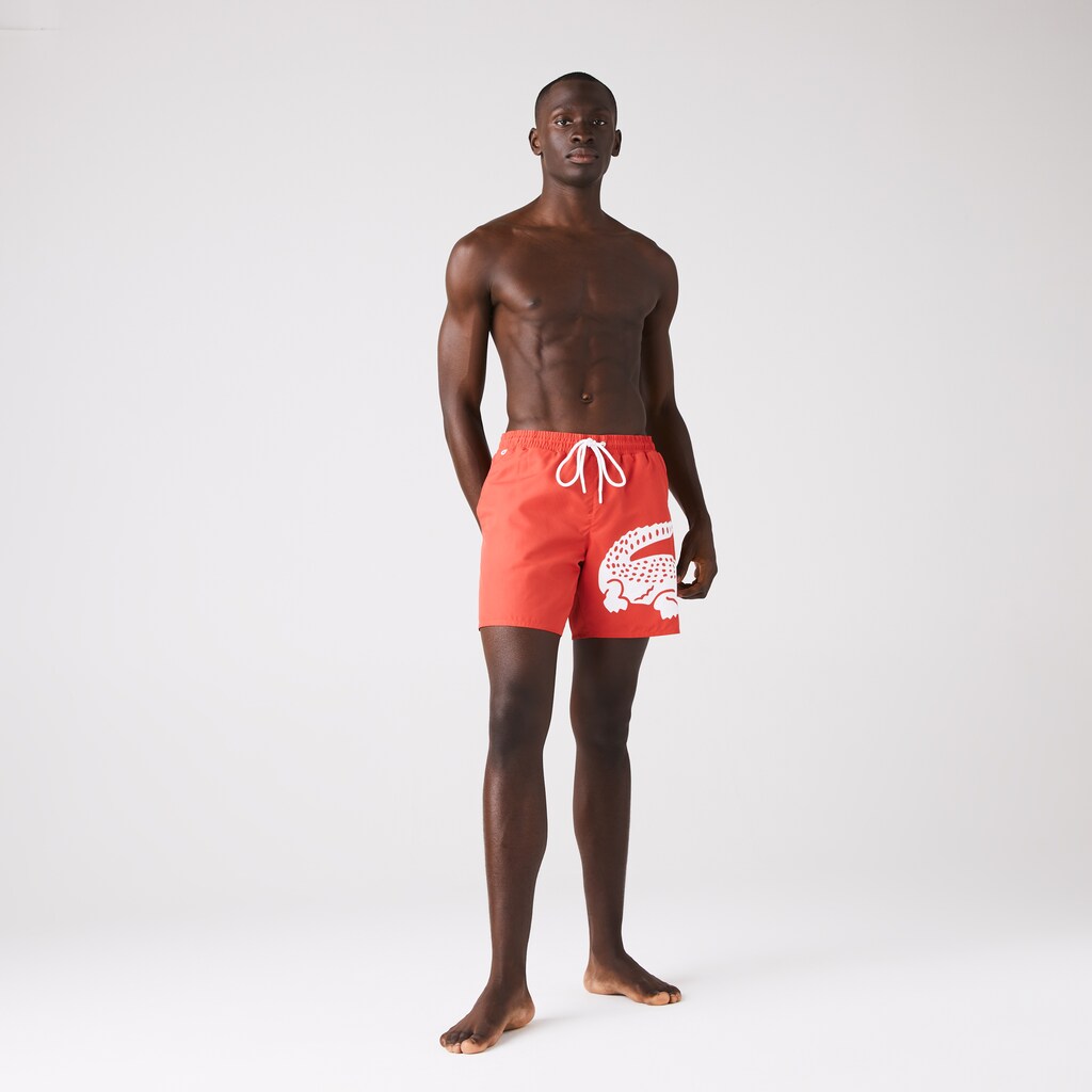 Men's Oversized Crocodile Print Light Quick-Dry Swim Shorts / Lacoste