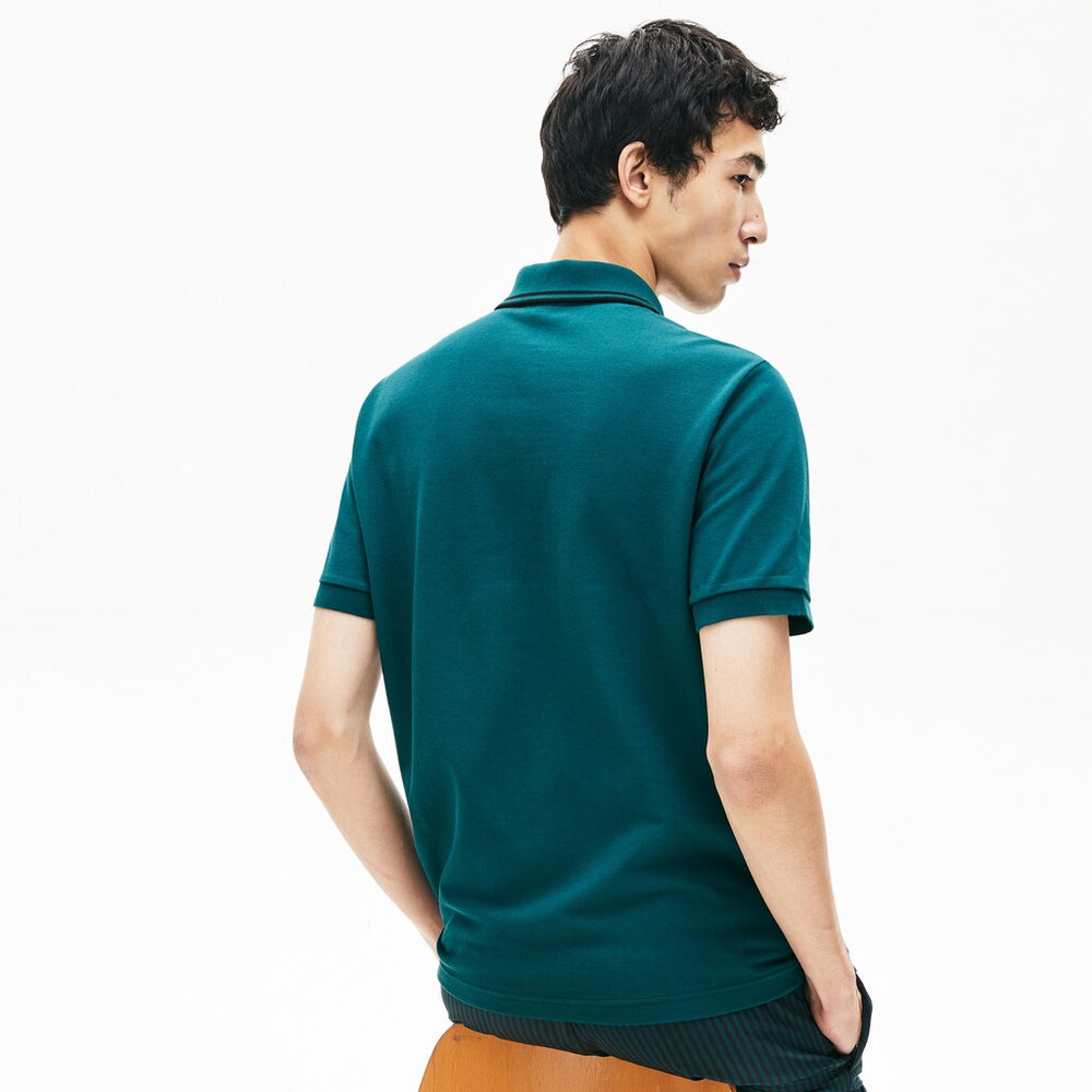 Men's LIVE Striped-Collar Cotton Piqué Polo Shirt / Lacoste