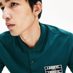 Men's LIVE Striped-Collar Cotton Piqué Polo Shirt / Lacoste