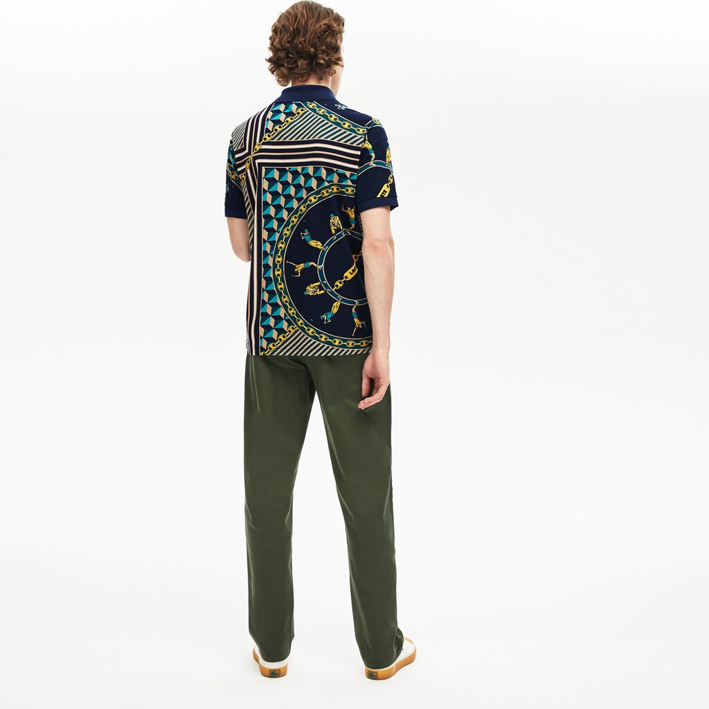 Men's LIVE Scarf-Print Cotton Piqué Polo Shirt / Lacoste