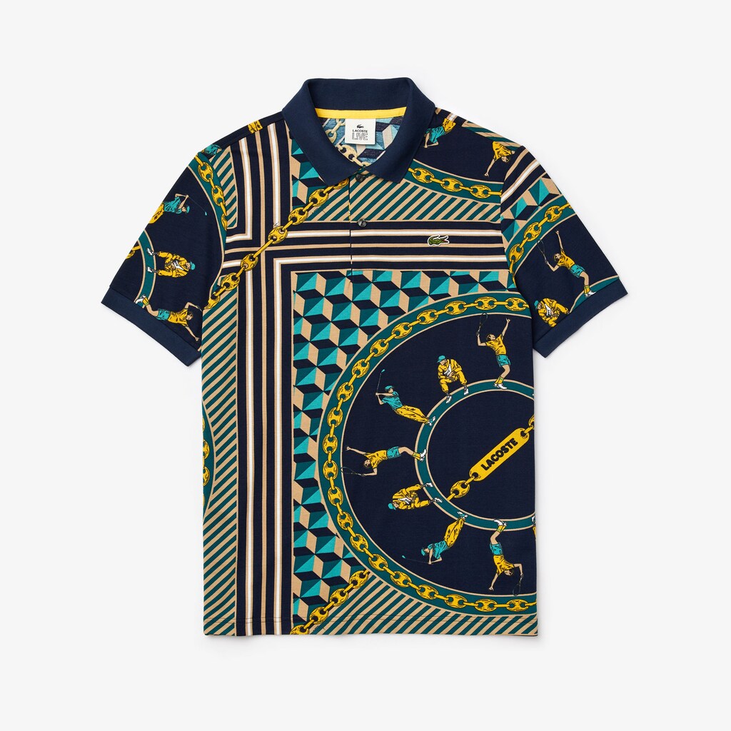 Men's LIVE Scarf-Print Cotton Piqué Polo Shirt / Lacoste