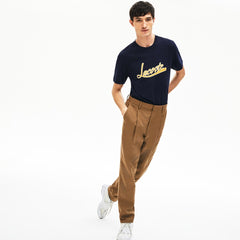 Men's Regular Fit Script Crew Neck Cotton Tee / Lacoste