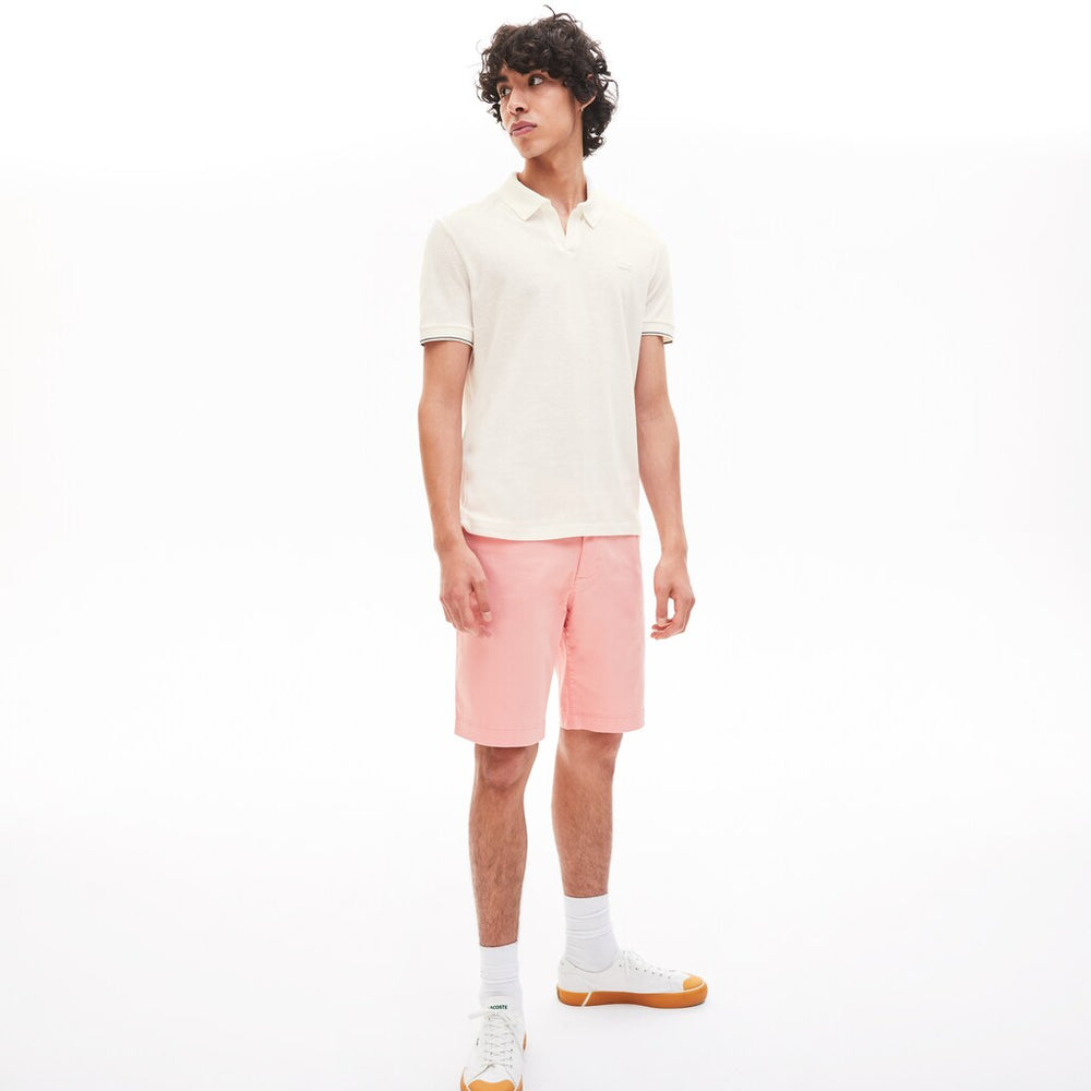 Men's Tunisian Collar Linen And Cotton Regular Fit Polo Shirt / Lacoste